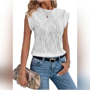 Women's Solid Textured Tee Casual Round Neck Cap Sleeve Pullover Tops T Shirt